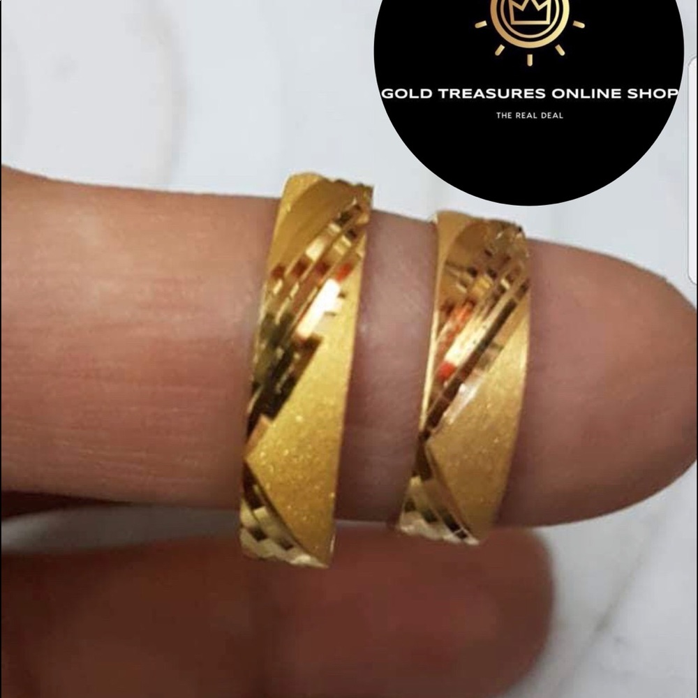 18k Real Gold wedding Band Rings